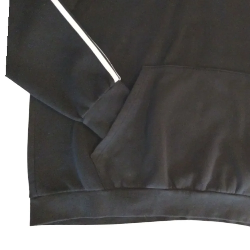 ADIDAS Black White Essentials Three Stripes Logo‎ Pullover Hoodie Men's XXL